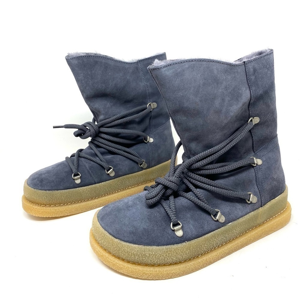Birkenstock Masi Graphite Suede Leather Lace Up Shearling Lined Boots - Picture 6 of 10